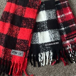 Victoria's Secret Red and Black Plaid Scarves - lot of 3